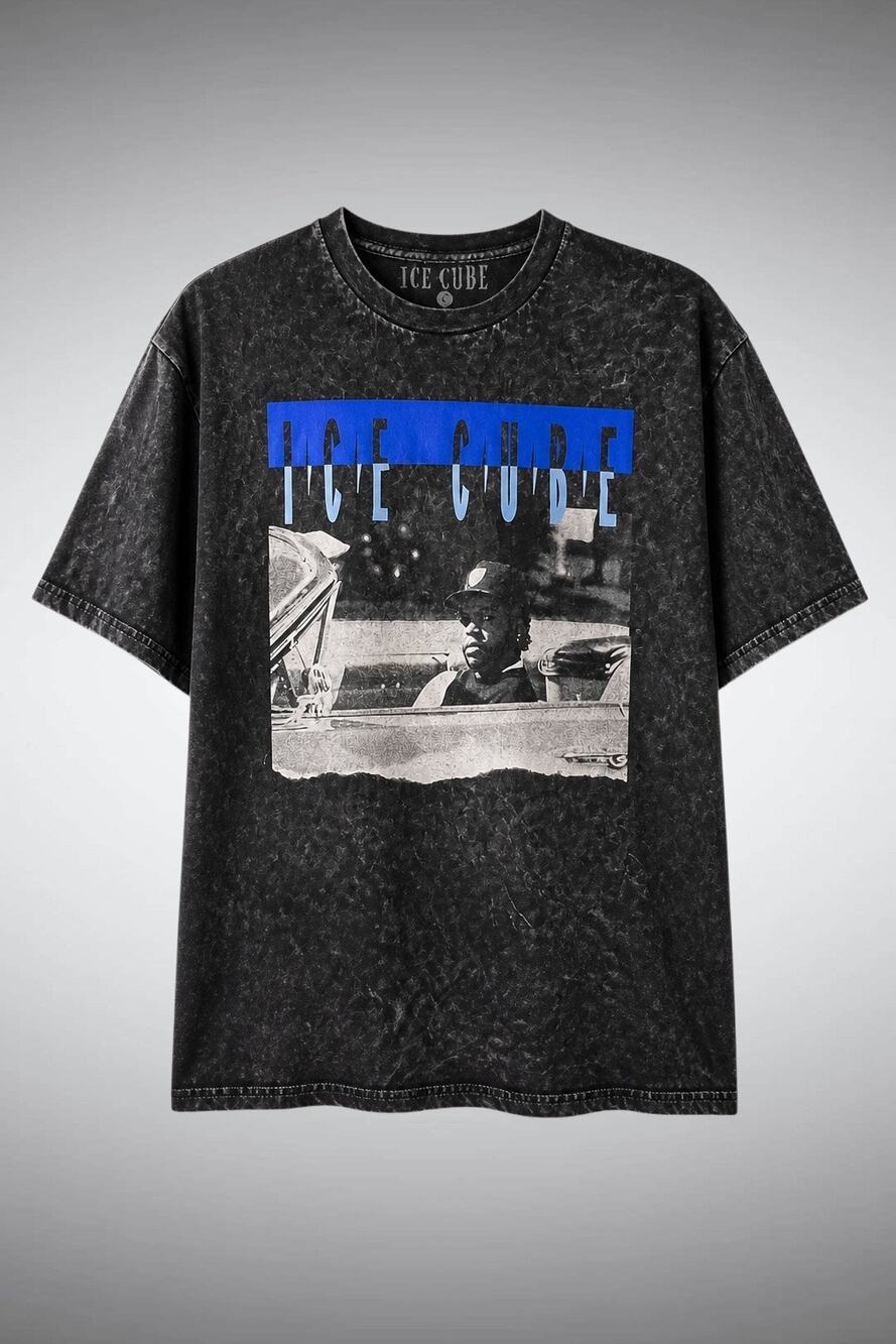 Ice Cube Vintage Style Acid Wash Graphic Tee Hip Hop Rap T-Shirt L